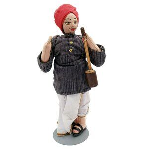 Doll Musical Instrument 9.5" Vintage Dolki Tuntuna India Christa Seva Mandir 195